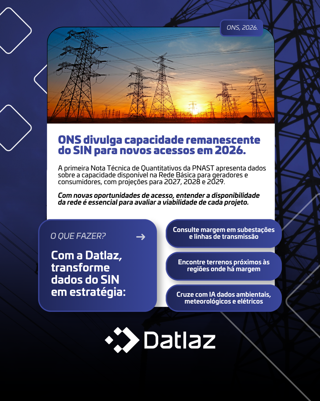 O ONS publicou a primeira Nota Técnica de Quantitativos da PNAST, referente à 1ª Temporada de Acesso de 2026.